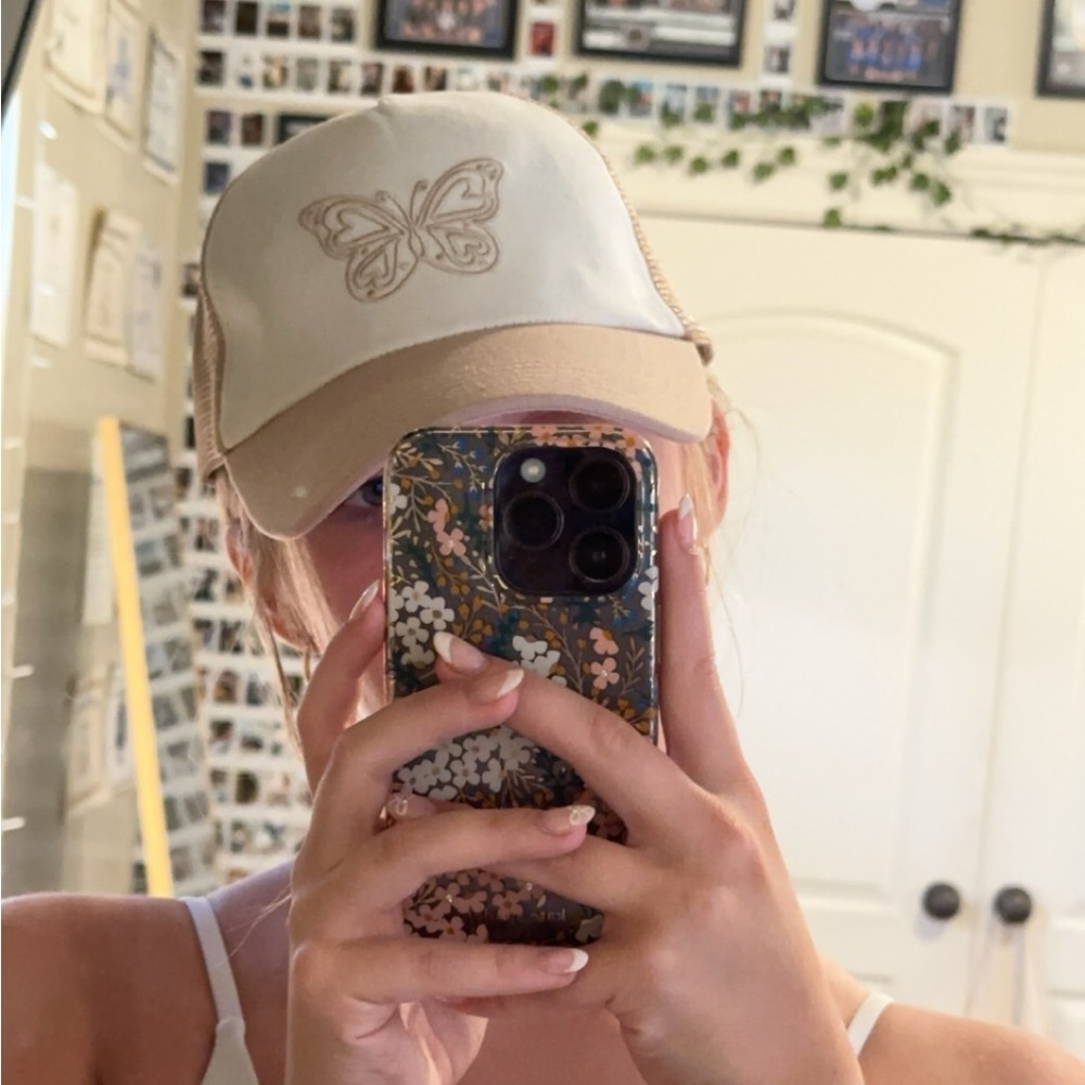 Divided Tan Butterfly Trucker Cap